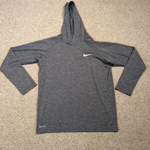 Nike Dri-FIT Shirt Swim Rash Guard Hoodie Mens Small Gray UPF 40+ Long Sleeve